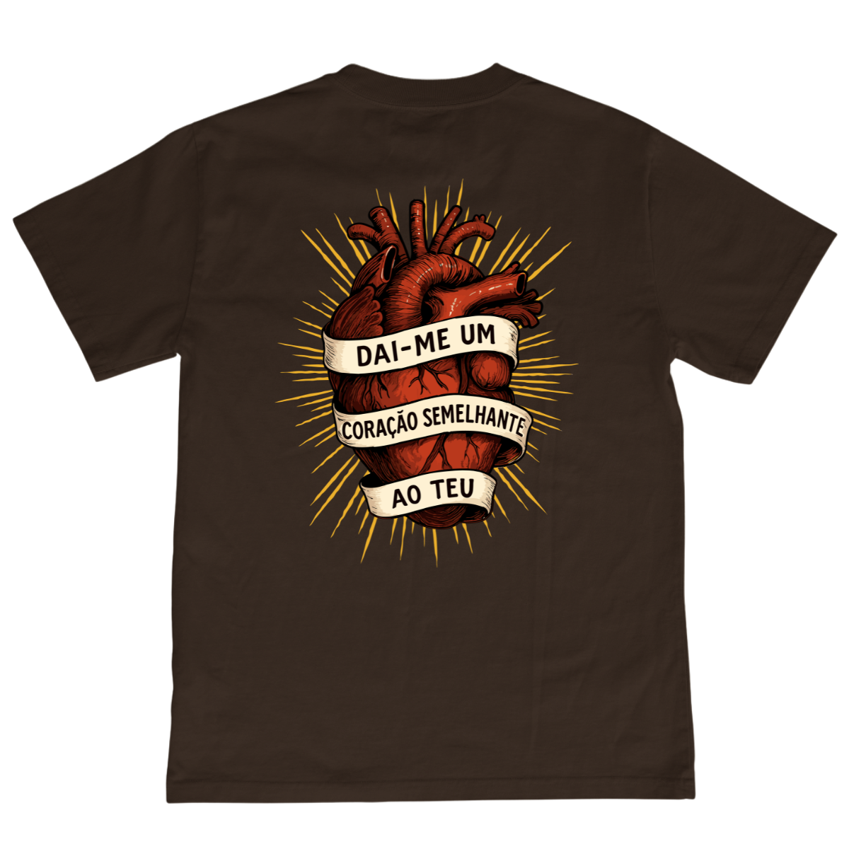 CAMISETA CATÓLICA CORAÇÃO DE JESUS  MARROM