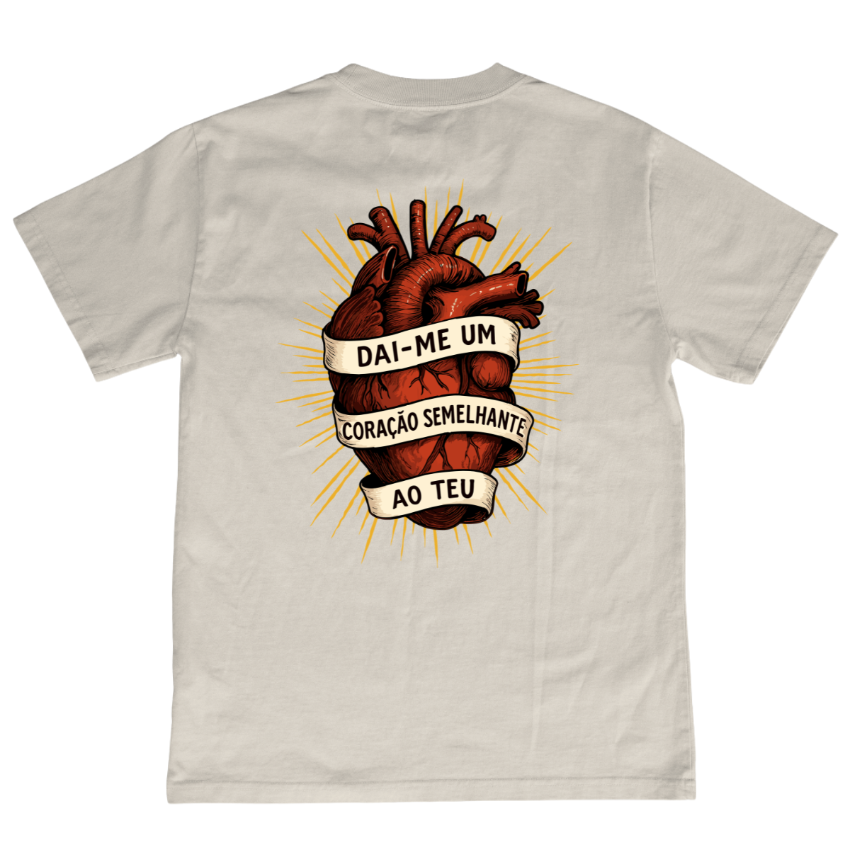 CAMISETA CATÓLICA CORAÇÃO DE JESUS  OFF-WHITE