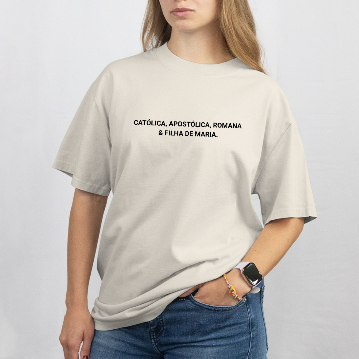 CAMISETA CATÓLICA FILHA DE MARIA OFF-WHITE