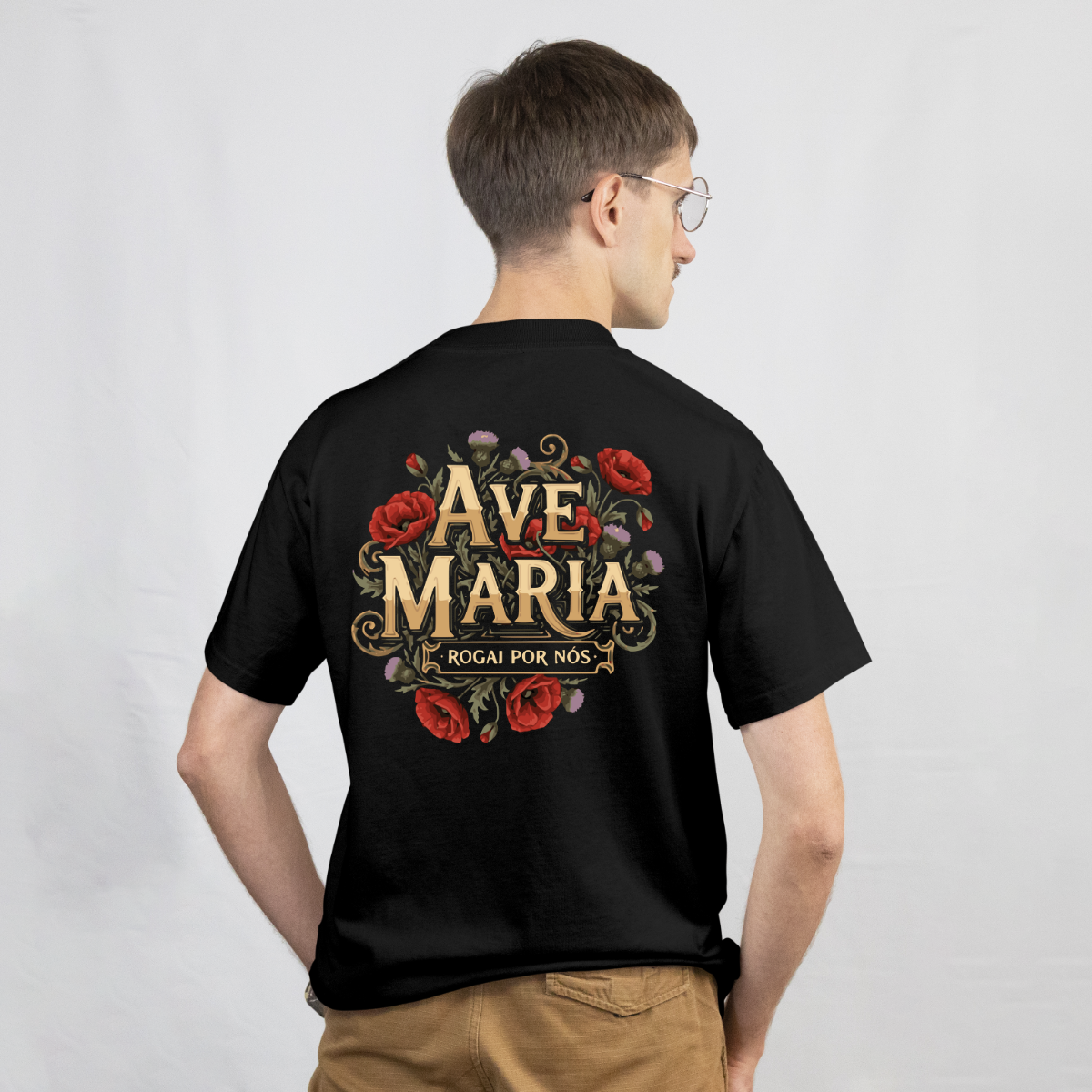 CAMISETA CATÓLICA AVE MARIA PRETA