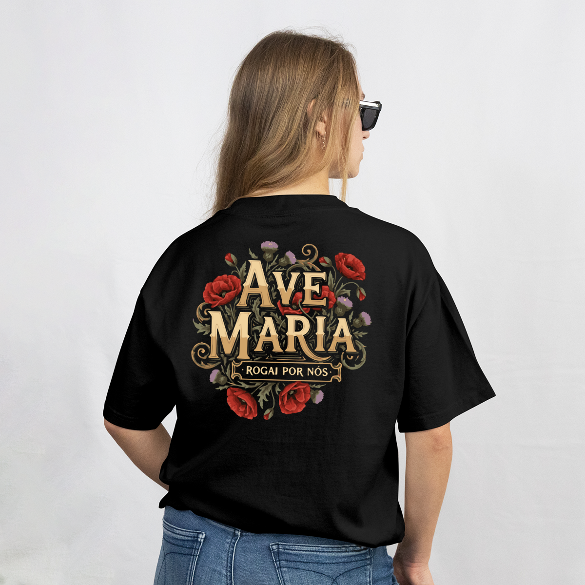 CAMISETA CATÓLICA AVE MARIA PRETA