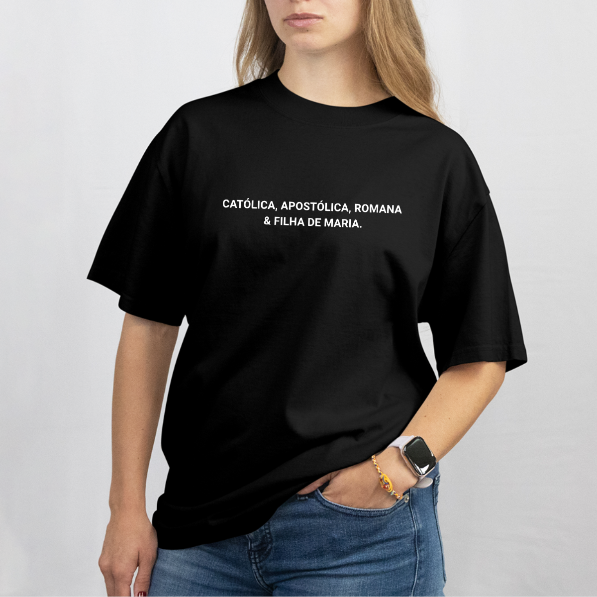 CAMISETA CATÓLICA FILHA DE MARIA PRETA
