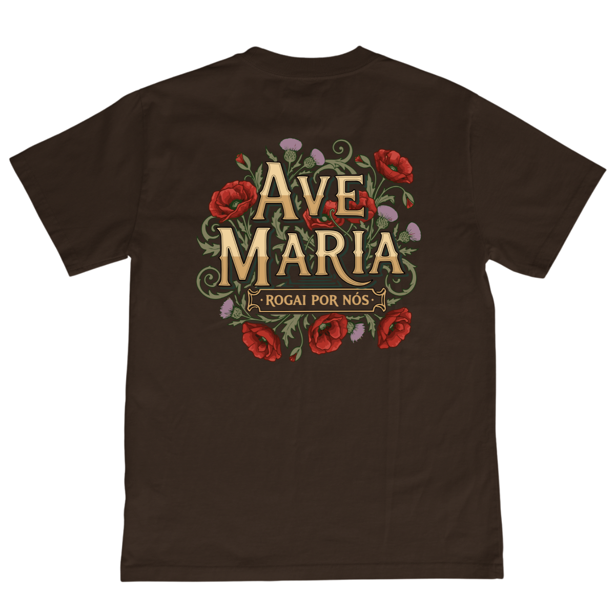 CAMISETA CATÓLICA AVE MARIA MARROM