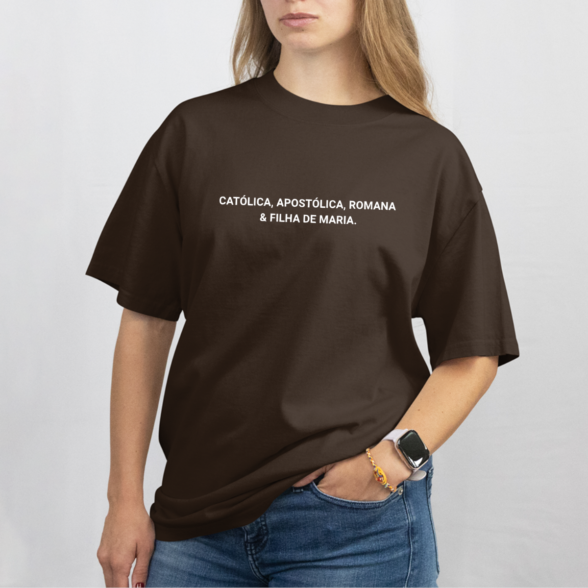 CAMISETA CATÓLICA FILHA DE MARIA MARROM