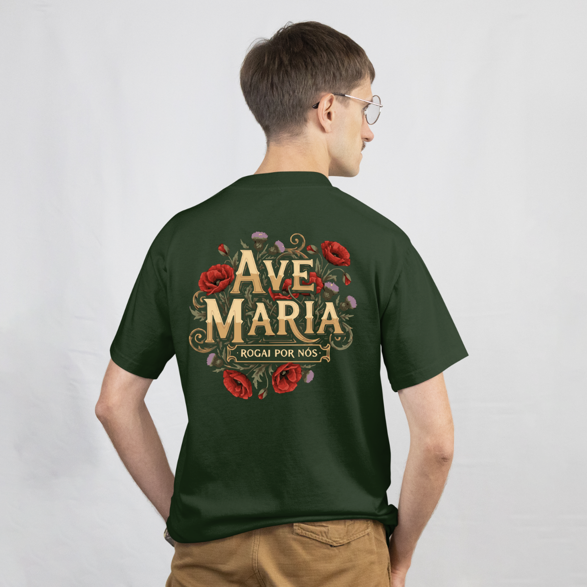CAMISETA CATÓLICA AVE MARIA VERDE