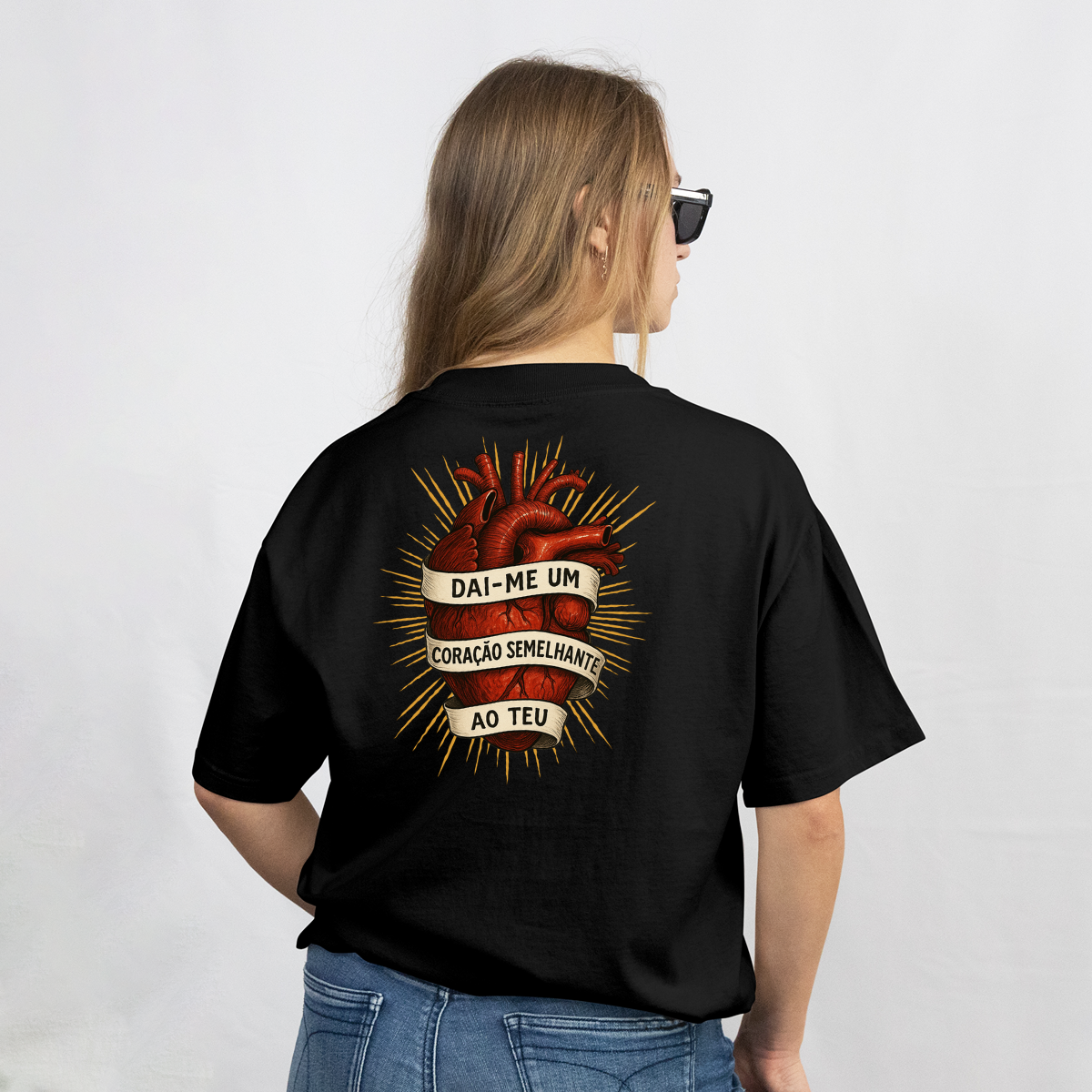 CAMISETA CATÓLICA CORAÇÃO DE JESUS  PRETA