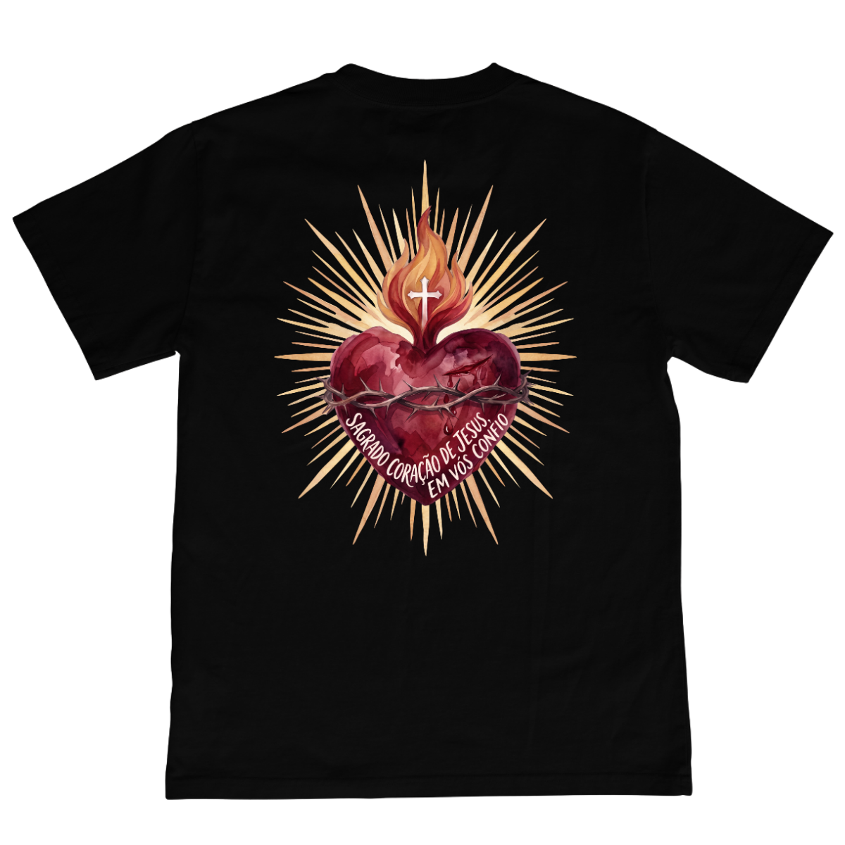 CAMISETA CATÓLICA SAGRADO CORAÇÃO PRETA