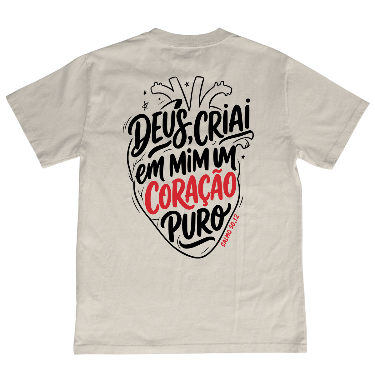 CAMISETA CATÓLICA CORAÇÃO PURO OFF WHITE