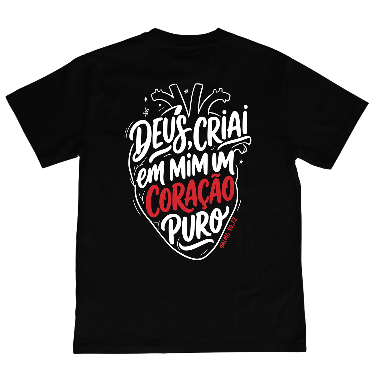 CAMISETA CATÓLICA CORAÇÃO PURO PRETA