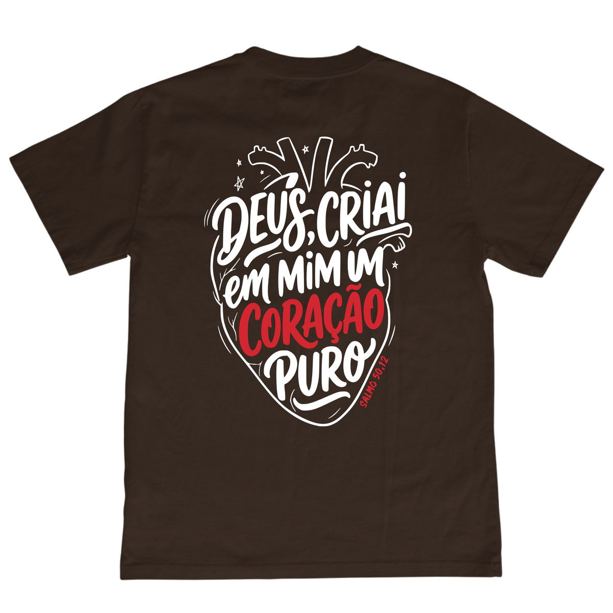 CAMISETA CATÓLICA CORAÇÃO PURO MARROM