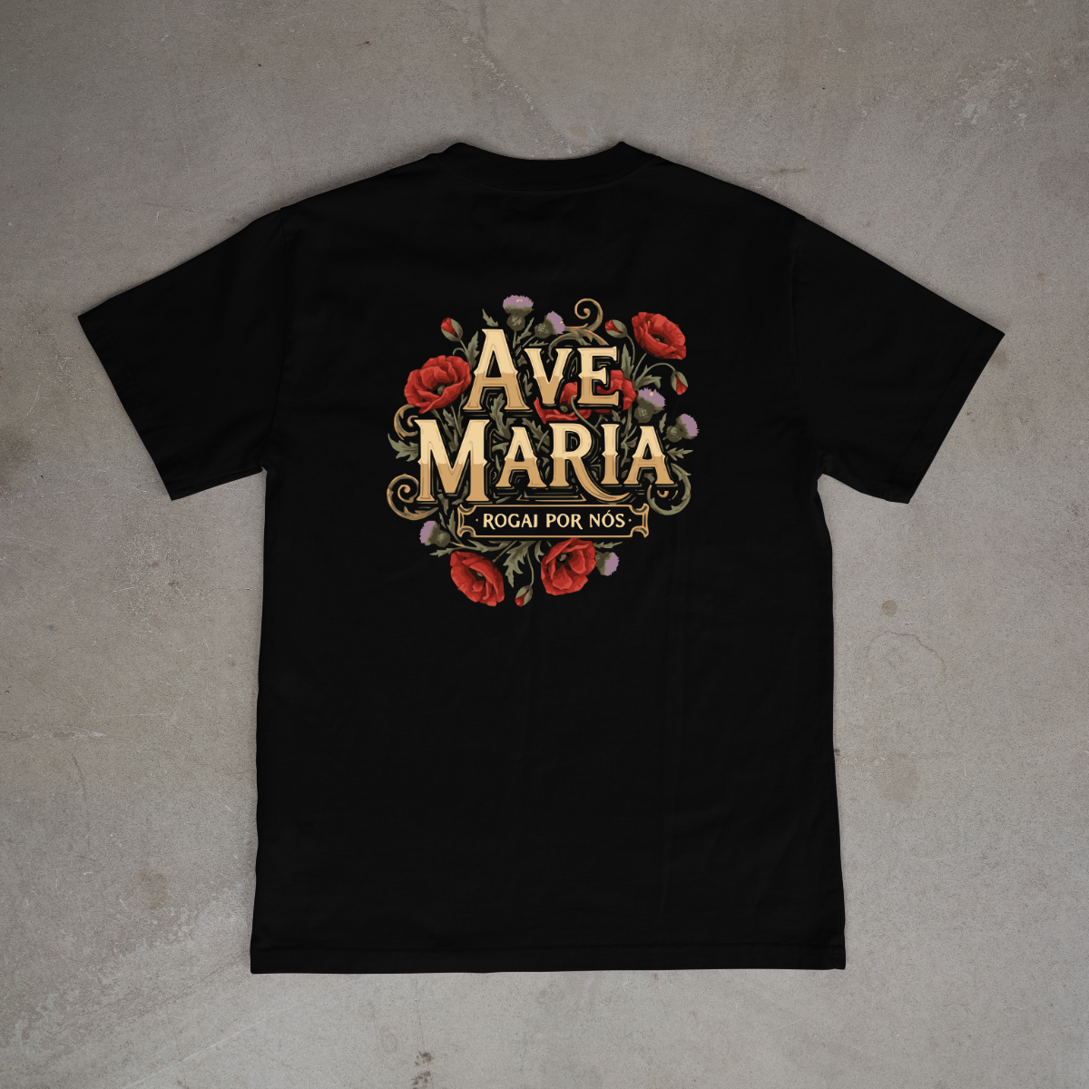 CAMISETA CATÓLICA AVE MARIA PRETA