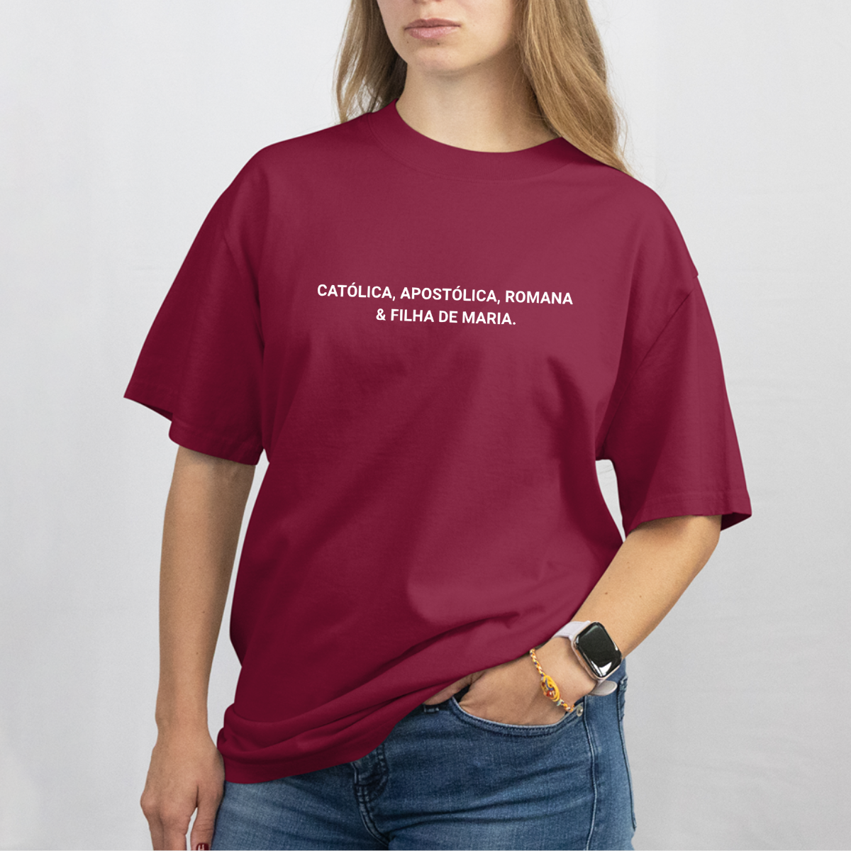 CAMISETA CATÓLICA FILHA DE MARIA BORDÔ