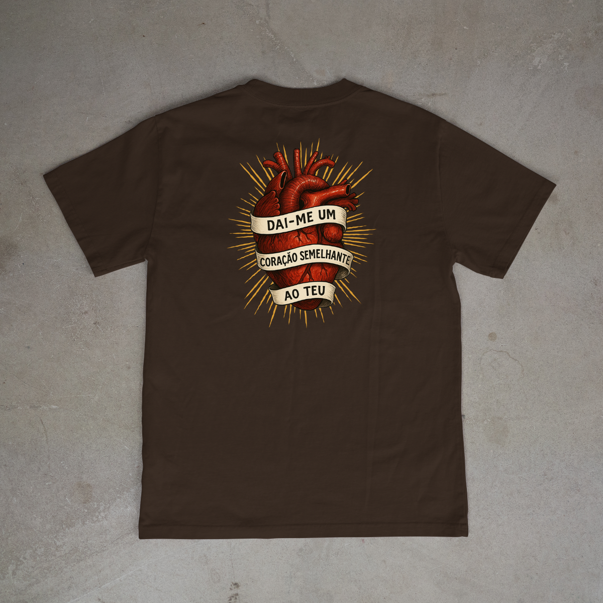 CAMISETA CATÓLICA CORAÇÃO DE JESUS  MARROM