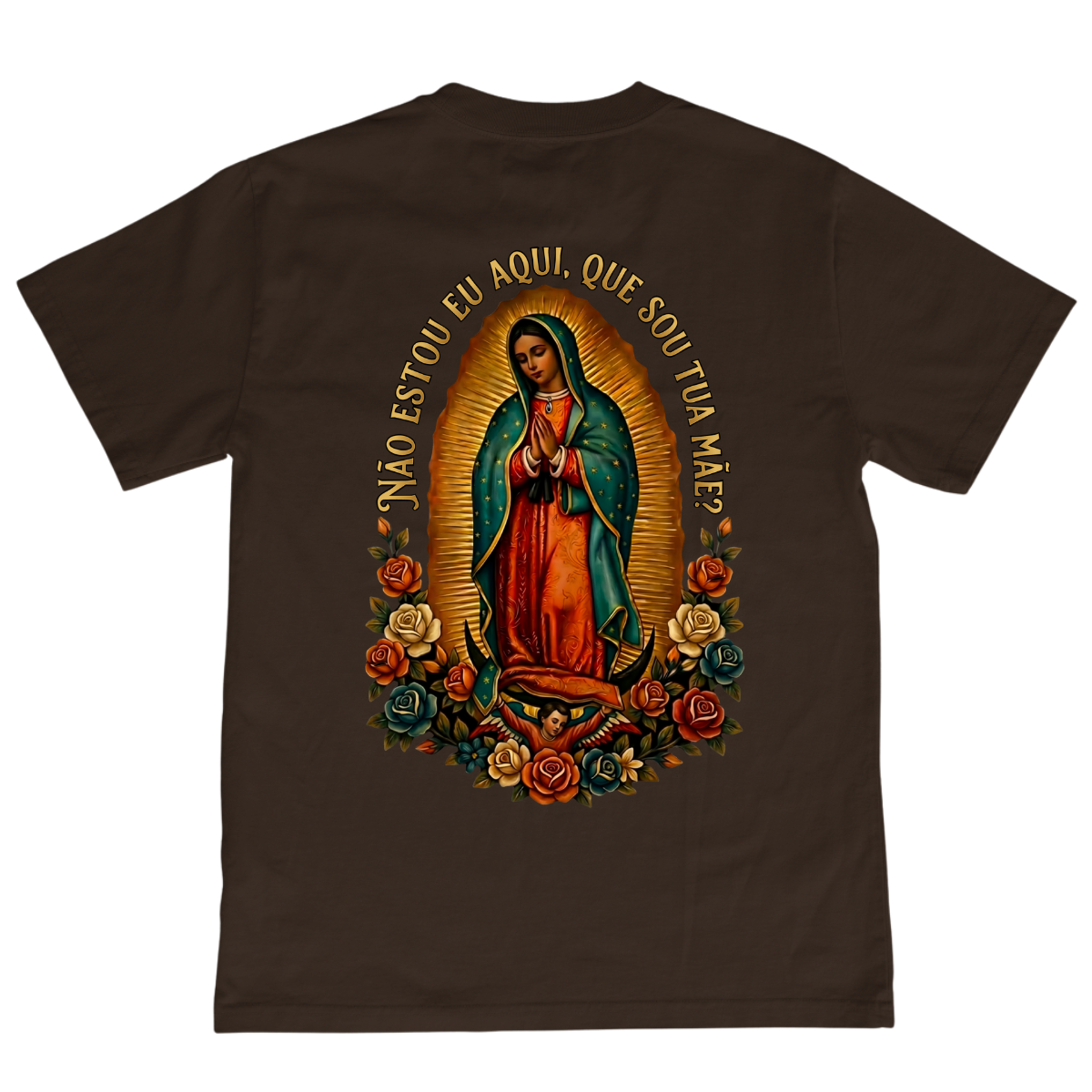 CAMISETA CATÓLICA NOSSA SENHORA DE GUADALUPE MARROM