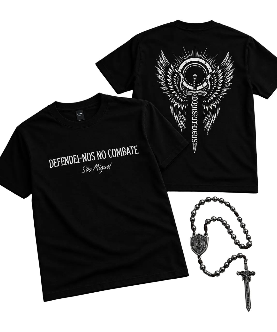KIT CAMISETA + TERÇO HEMATITA SÃO MIGUEL
