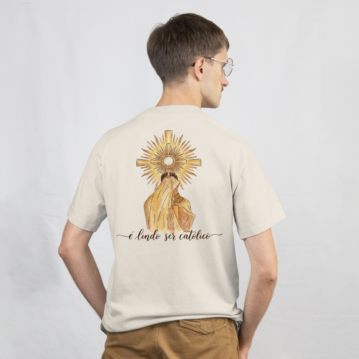 CAMISETA CATÓLICA É LINDO SER CATÓLICO OFF WHITE