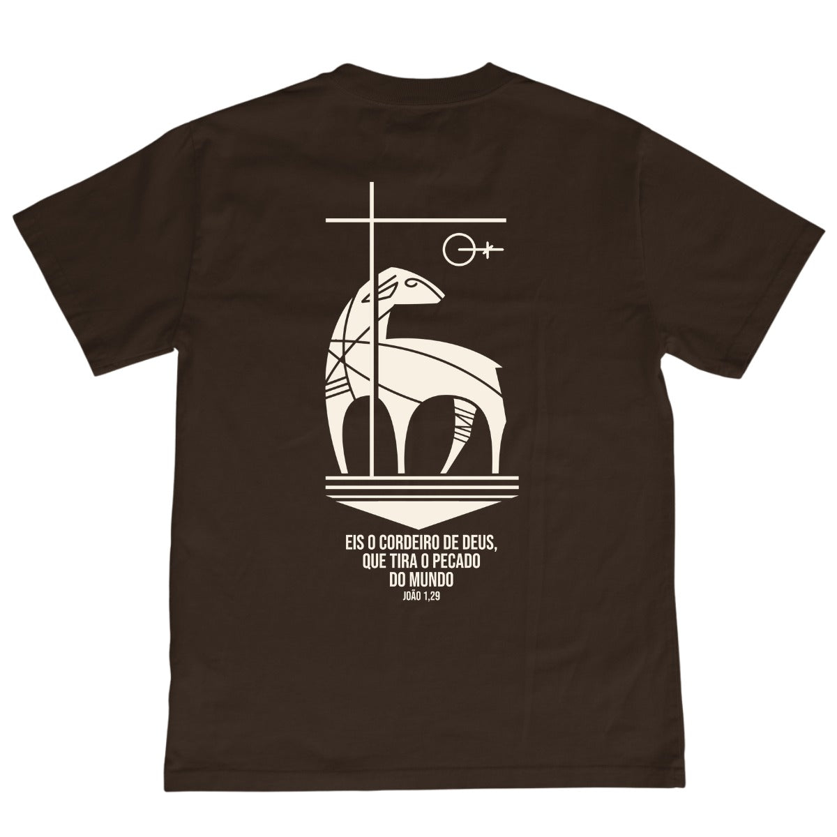 CAMISETA CATÓLICA CORDEIRO DE DEUS MARROM